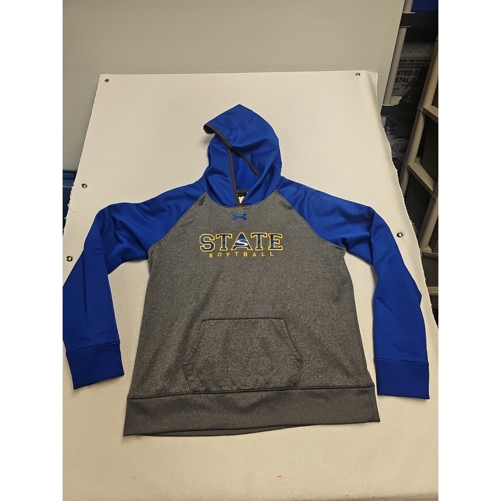 Under Armour Storm State Softball‎ Hoodie Grey Blue Mens Large 9 Sweatshirt